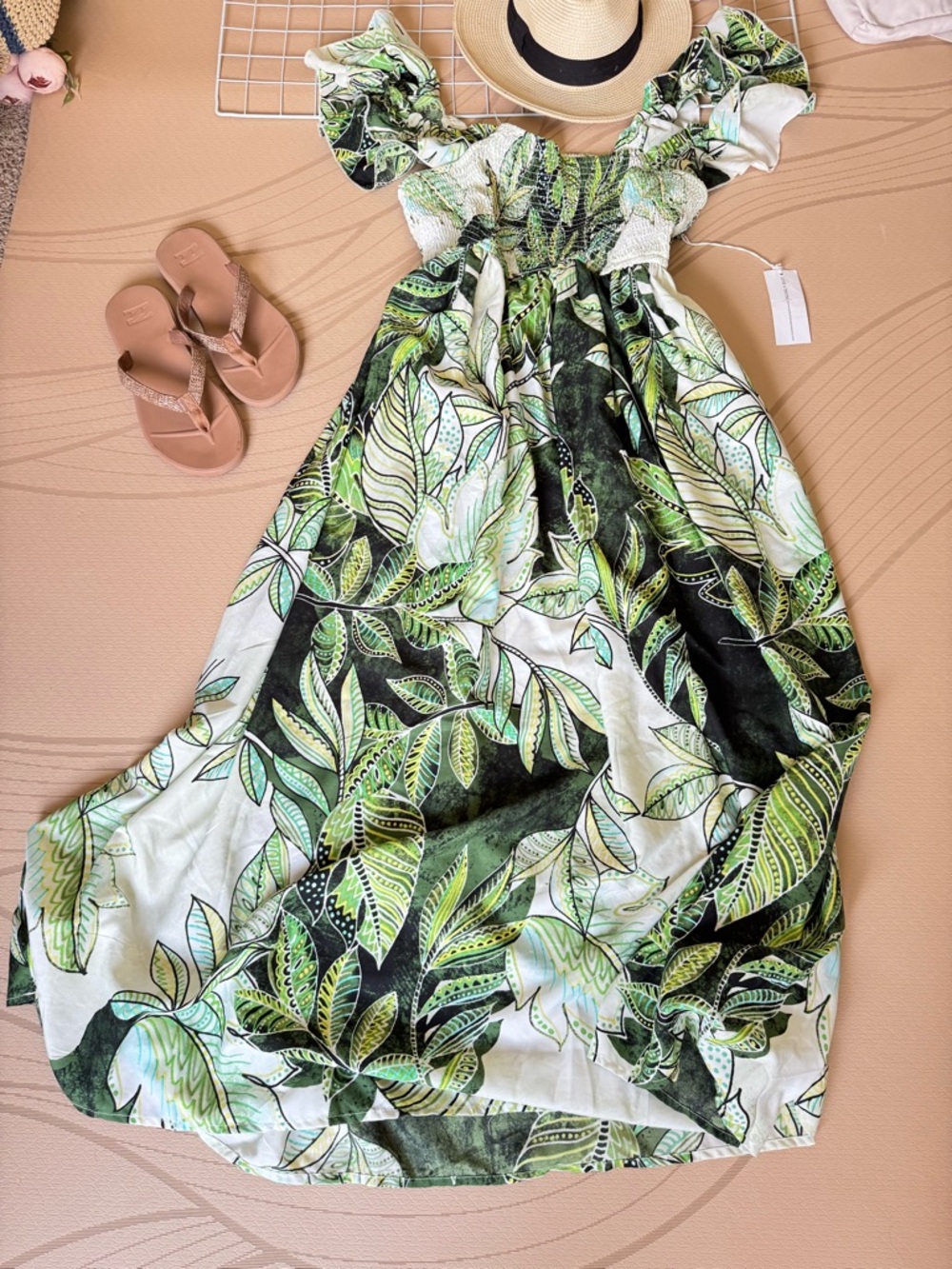 Live 4 Truth Green Leaf Smocked Maxi Dress